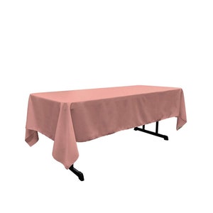 60&quot; Wide Dusty Rose Polyester Poplin Rectangular Tablecloth, Polyester Rectangular Cloth Table Covers for All Events (Pick a Size)