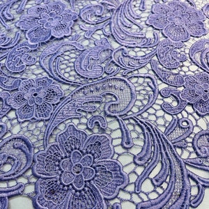 Mia Fabrics Inc, Lilac Guipure Lace Fabric Floral Bridal Lace Guipure Wedding Dress by the Yard (Pick a Size)