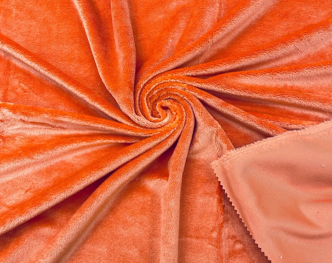 Orange Minky Fabric By The Yard, Ultra Soft Fabric, 3.mm Pile, 2 Way Stretch Minky Fabric, 60” Wide Used for Blanket