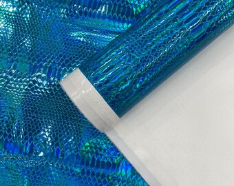 Tessuto in vinile olografico turchese effetto serpente: PVC goffrato, tappezzeria fai da te