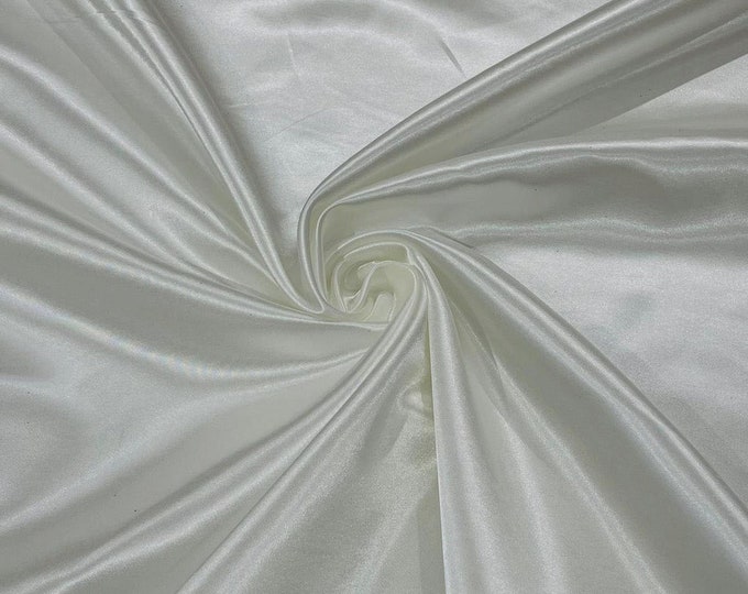 Dark Ivory - 60" Shiny Heavy Bridal Satin Fabric for Wedding, Gala, Prom Dress Sold By Yard