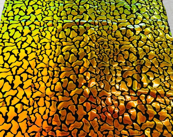 Orange Iridescent Sequins Velvet by the yard 2 way Stretch 58/60” iridescent Sequin on Black Stretch Velvet (Choose The Quantity)