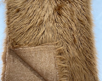 Light Brown Shaggy Faux Fur Fabric By Yard, Long Pile Luxury Shaggy Craft, Costume, Apparel, Decoration, Cosplay, Sewing Decoration 60" Wide