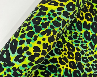 Multi Color Leopard Print Nylon Spandex Fabric, 4 Way Stretch 60” Wide