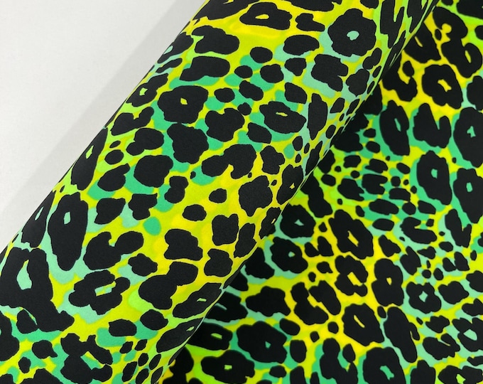Multi Color Leopard Print Nylon Spandex Fabric, 4 Way Stretch 60” Wide