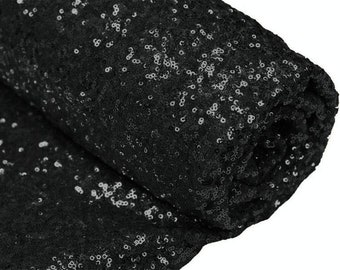 Black Sequin Fabric Mini Glitz Sequins, By The Yard Sequin Fabric Dresses-Nightgowns-Prom Gown (Choose The Quantity)