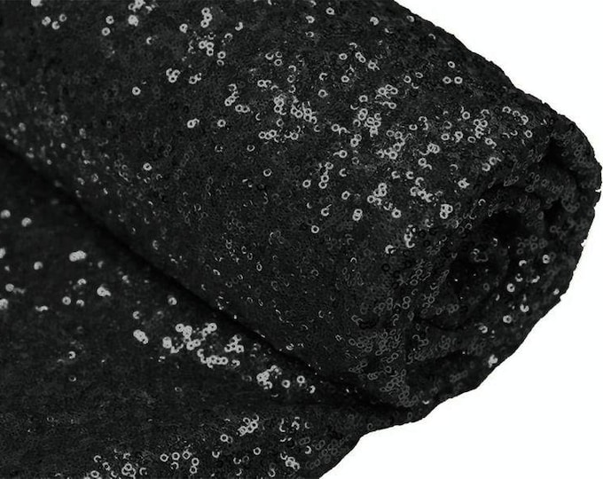 Black Sequin Fabric Mini Glitz Sequins, By The Yard Sequin Fabric Dresses-Nightgowns-Prom Gown (Choose The Quantity)