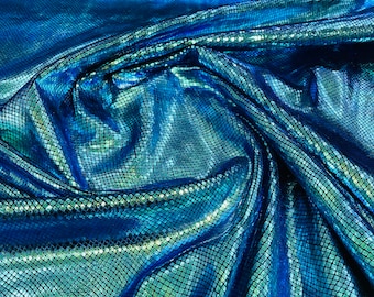 Mermaid Green Iridescent Snake Skin Stretch Velvet Spandex Fabric