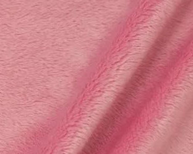 Light Pink Minky Fabric By The Yard, 60” Wide, Ultra Soft Fabric, 3.mm Pile, Used for Blanket, Mia' Fabrics Inc