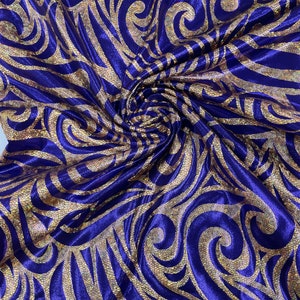 Purple Gold Hologram Metallic Nylon Spandex 4-Way Stretch 58/60” Milliskin Nylon Spandex Fabric for Prom-Gow-Stage Costumes