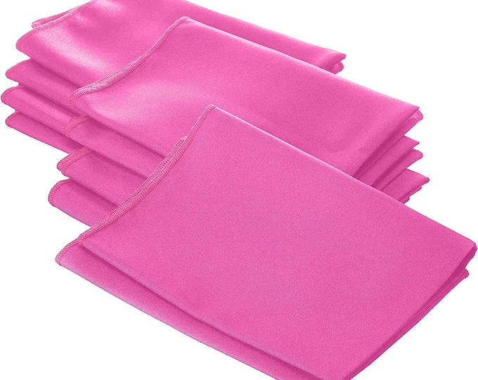 Hot Pink Polyester Poly Poplin Napkin 18 by 18-Inch, Napkins Ideal for Parties, Weddings and Dinners