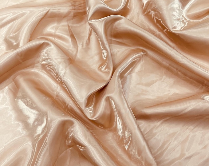 Rose Gold Crystal silk satin By The Yard, Liquid Bridal Satin, Water Shine Ultra Glossy Shimmer Bridal Satin, Crystal Reflective Satin