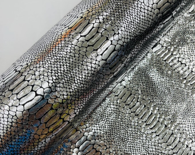 Silver Anaconda Snake Print On Black Stretch Velvet Fabric - 58"/60"