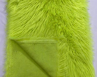 Neon Yellow Shaggy Faux Fur Fabric: 60" Wide, Costume Cosplay