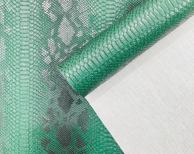 Dark Green Faux Viper Snake Skin Vinyl-faux Leather-3D Scales-sold Vinyl For upholstery  By The Yard