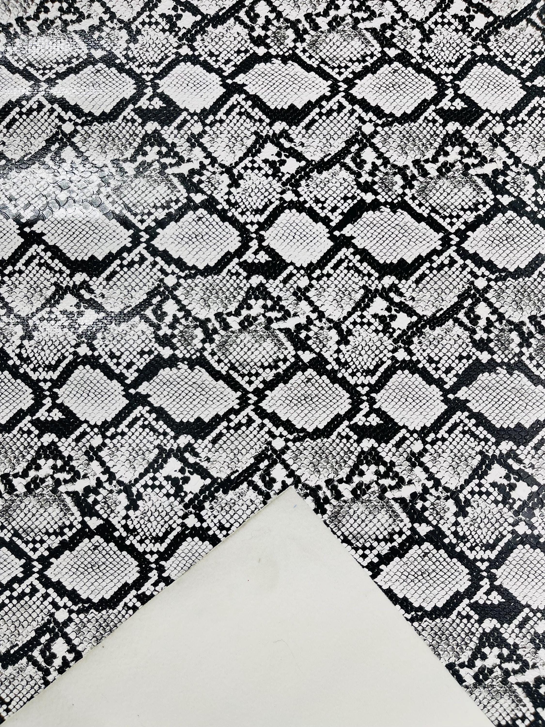 White Python Print Faux Leather Fabric - 50cm X 140cm Eco Leather Upholstery 4 thumbnail image