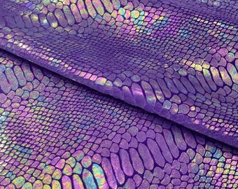 Purple Iridescent Snake Print Stretch Velvet Fabric - 58"/60" by the yard