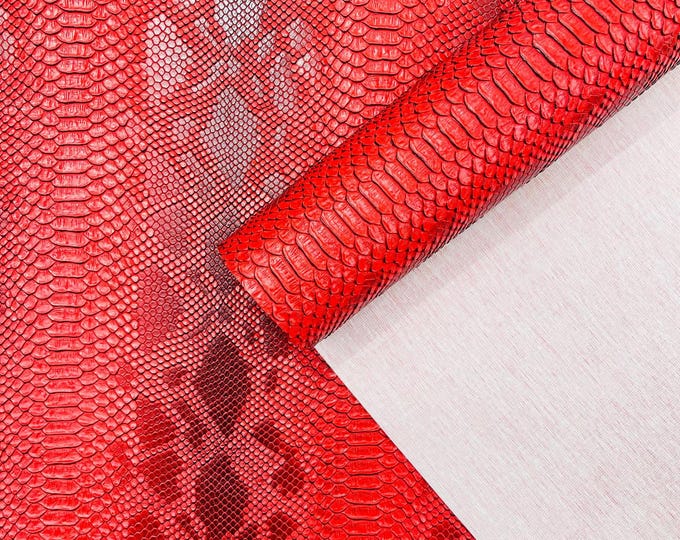 Deadpool Red Faux Viper Snake Skin Vinyl-faux Leather-3D Scales-sold Vinyl For upholstery  By The Yard