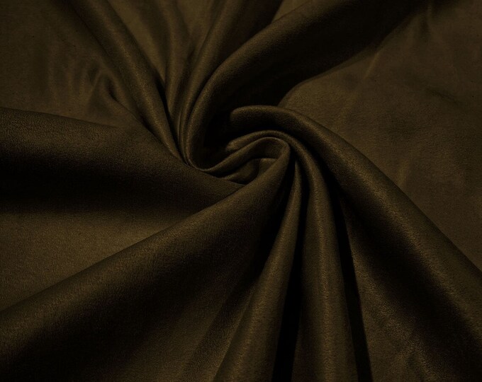 58" Faux Micro Suede Fabric - Dark Olive - Polyester Micro Suede Fabric for Upholstery / Crafts / Costume Sold By The Yard