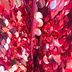 Dusty Rose Round Sequin Paillette Iridescent, Tear Drop Mermaid Sequins Fabric Mesh (Pick a Size)