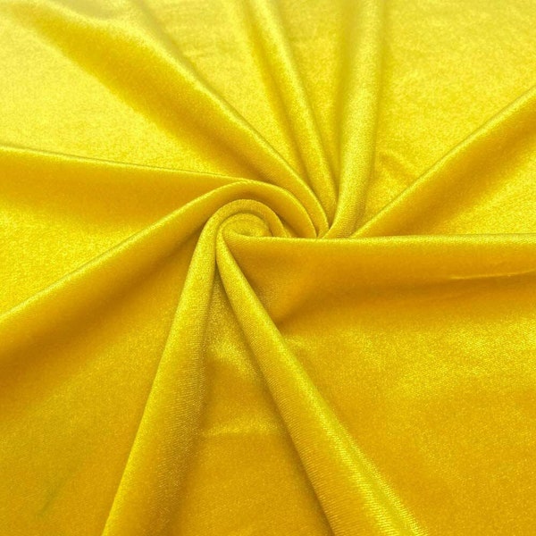 Yellow Stretch Velvet Fabric 60'' Wide, Sewing, Apparel, Costume, Craft {Choose quantity}