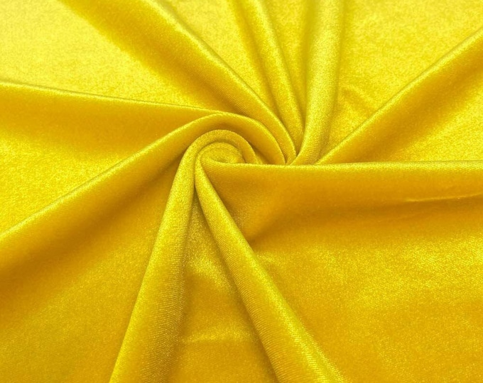 Yellow Stretch Velvet Fabric 60'' Wide, Sewing, Apparel, Costume, Craft {Choose quantity}