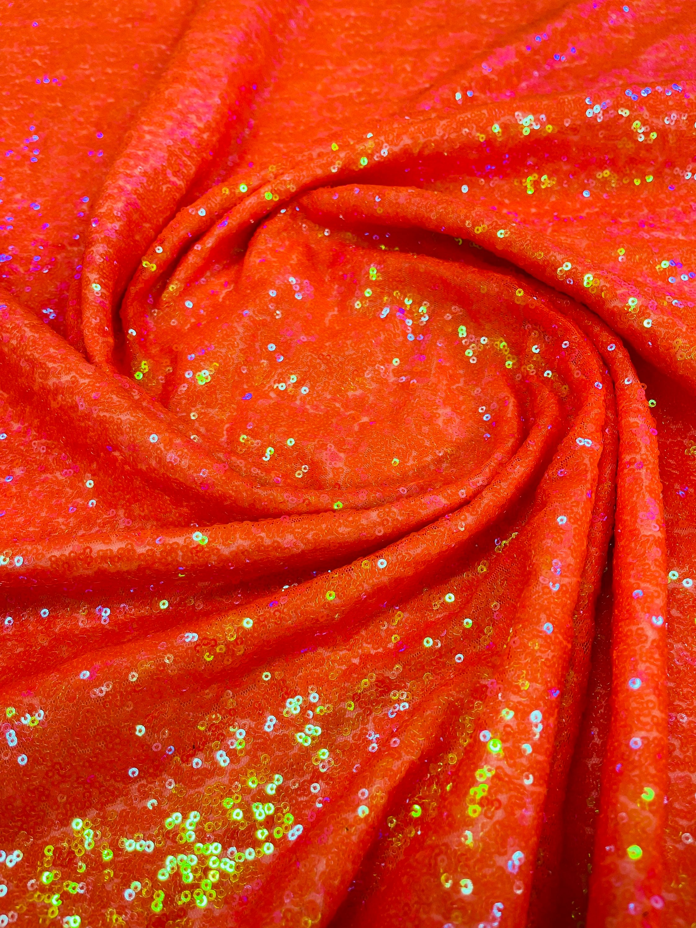 Dazzling Bright Red 5mm Disc Sequin Metallic Fabric - OneYard