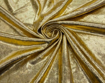 Gold Foiled Stretch Velvet Fabric: 4-Way Stretch, 60" Wide