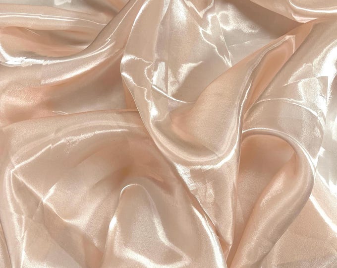 Blush Liquid Organza Fabric: Crystal Reflective Glossy Sheer Organza, 60" Wide By The Yard