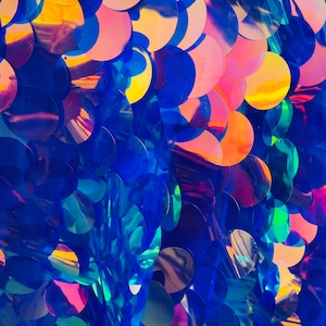 Iridescent Sequin Fabric: Multi Color Mermaid Paillette, 2-Way Stretch