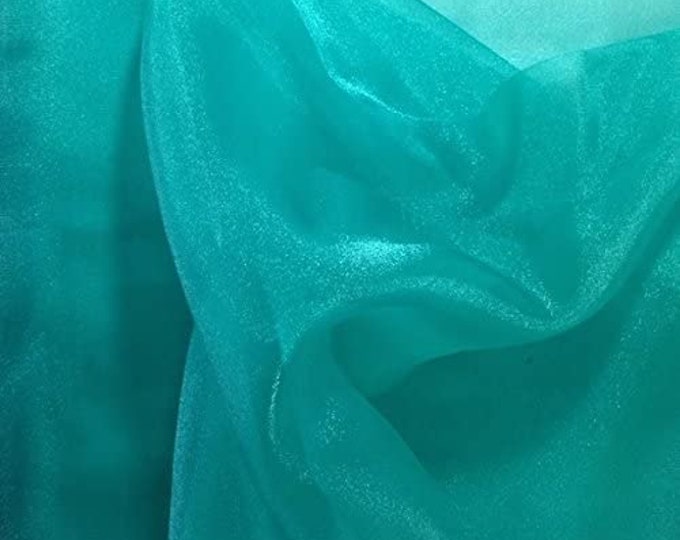 Spring Green Sparkle Crystal Sheer Organza Fabric Shiny for Fashion, Crafts, Decorations 60" by the Yard (Pick a Size)