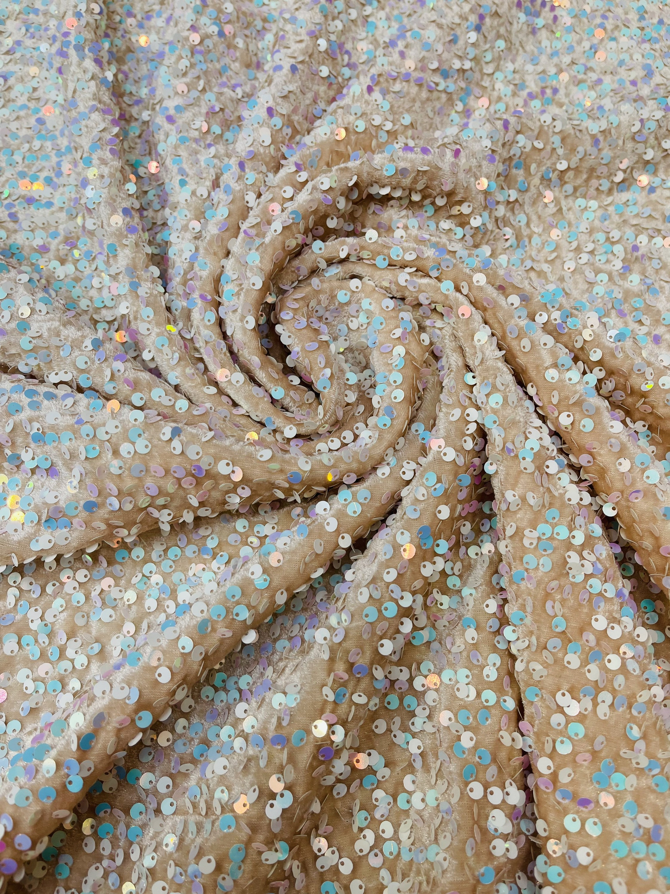 Aqua Glitz Sequin Fabric - by The Yard