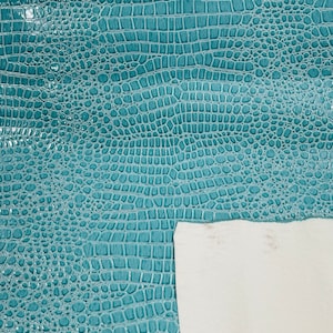 Aqua Vinyl Kunstleder Kunstleder Pleather Geprägt Glänzende Alligator Stoff Polsterstoff Bulk Stock