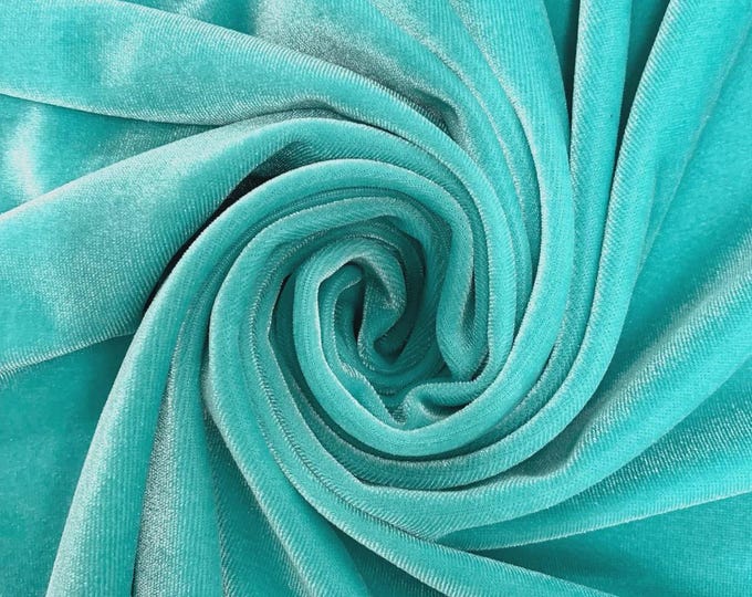 Tiffiny Blue Stretch Velvet Fabric: 60" Wide, Apparel, Costume Mia Fabrics