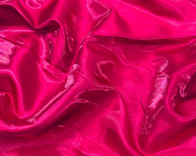 Fuchsia Liquid Crystal silk satin By The Yard, Liquid Bridal Satin, Water Shine Ultra Glossy Shimmer Bridal Satin, Crystal Reflective Satin