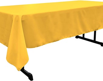 60" Wide Dark Yellow Polyester Poplin Rectangular Tablecloth, Polyester Rectangular Cloth Table Covers for All Events (Pick a Size)