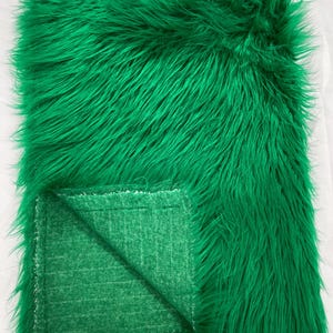 Kelly Green Shaggy Faux Fur Fabric By Yard, Long Pile Luxury Shaggy Craft, Costume, Apparel, Decoration, Cosplay, Sewing Decoration 60" Wide