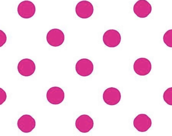 Mia's Fabrics Inc, White/Fuchsia Small Polka Dot Poly Cotton Fabric by The Yard, 58”/60” (Pick a Size)