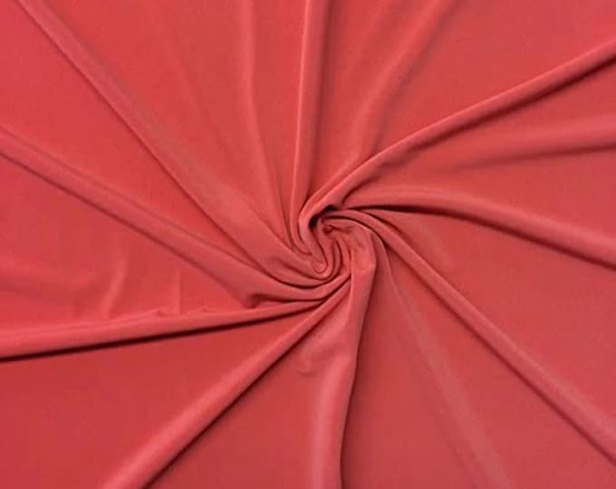 Mia's Fabrics Inc, 58/59" ITY Fabric - Coral - 2 Way Stretch Spandex Polyester Knit Jersey Fabric Sold By The Yard
