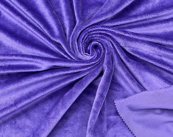 Purple Minky Fabric By The Yard, Ultra Soft Fabric, 3.mm Pile, 2 Way Stretch Minky Fabric, 60” Wide Used for Blanket