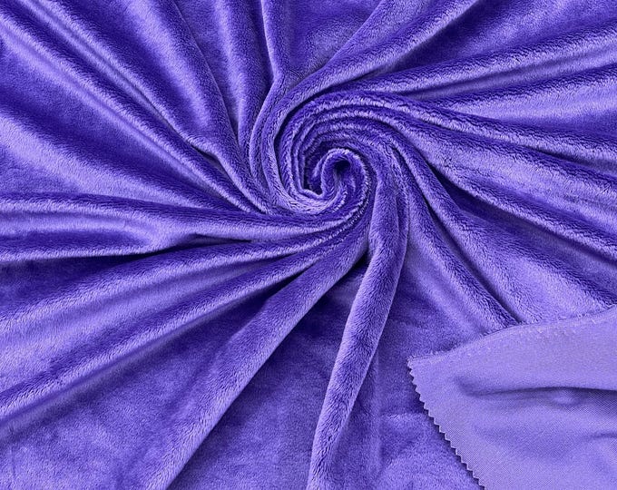 Purple Minky Fabric By The Yard, Ultra Soft Fabric, 3.mm Pile, 2 Way Stretch Minky Fabric, 60” Wide Used for Blanket