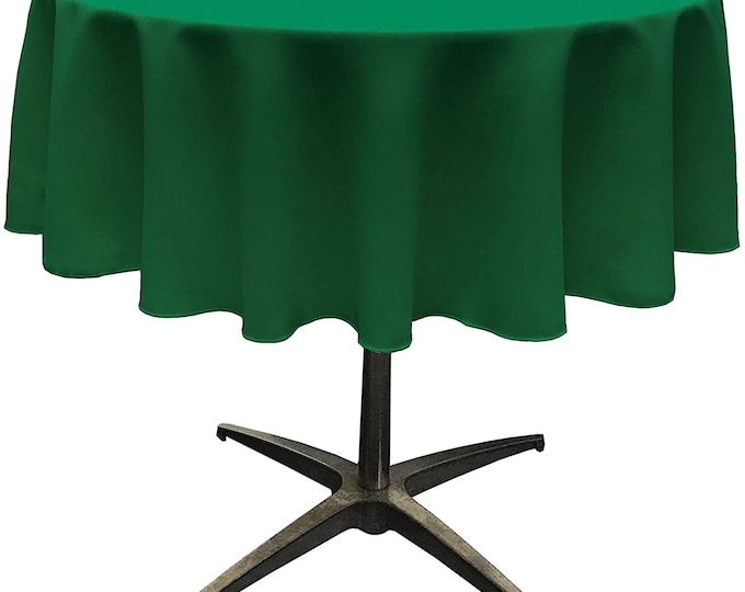 Mia's Fabrics Inc, Emerald Green Tablecloth Polyester Poplin Tablecloth Inch Round Banquet Cloth, Wrinkle Resist Quality (Pick a Size)