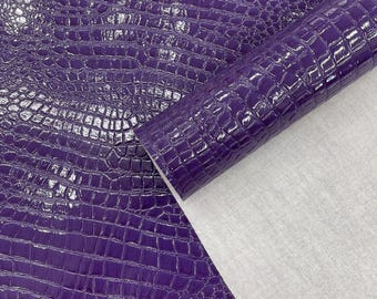 Purple Crocodile Faux Fake Leather Vinyl Fabric, Embossed Crocodile Fabric By The Yard Upholstery Purses Shoes Wallets Belts
