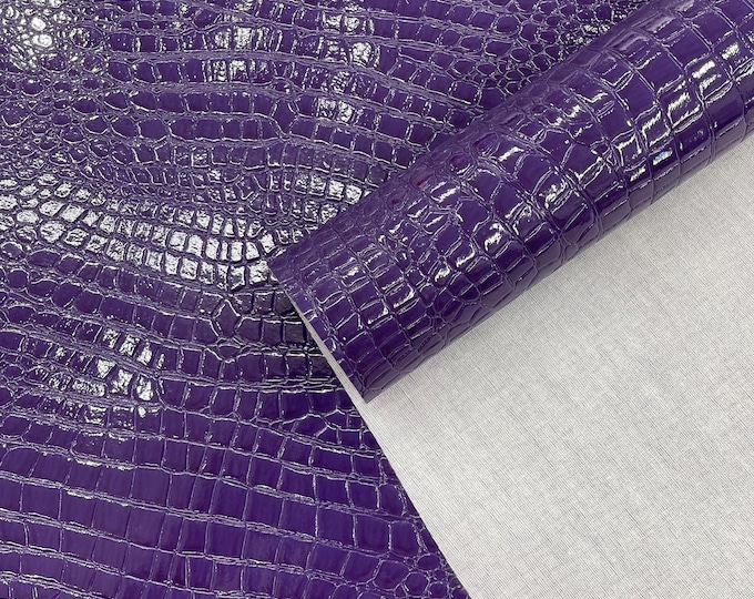 Purple Crocodile Faux Fake Leather Vinyl Fabric, Embossed Crocodile Fabric By The Yard Upholstery Purses Shoes Wallets Belts