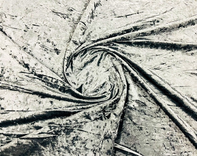 Gray Stretch Crushed Velvet Fabric Sold By The Yard - 58”/60'' Wide, Sewing, Apparel, Costume, Craft