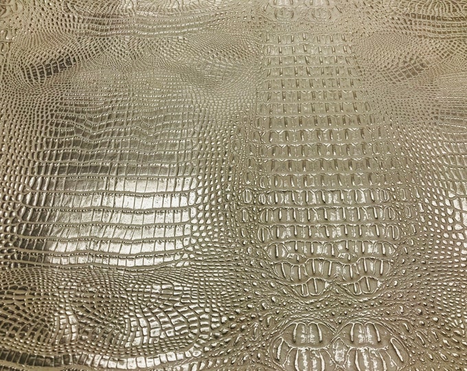 Gold/Peach Two Tone Crocodile Faux Fake Leather Vinyl Fabric, Embossed Crocodile Fabric - By The Yard Upholstery Purses Shoes Wallets Belts