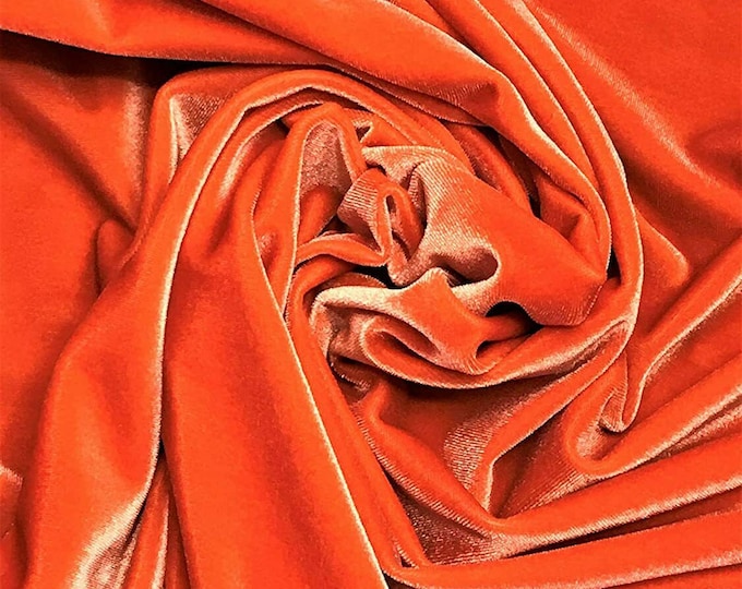 Mia Fabrics Orange Stretch Velvet Fabric 60'' Wide, Sewing, Apparel, Costume, Craft {Choose quantity}