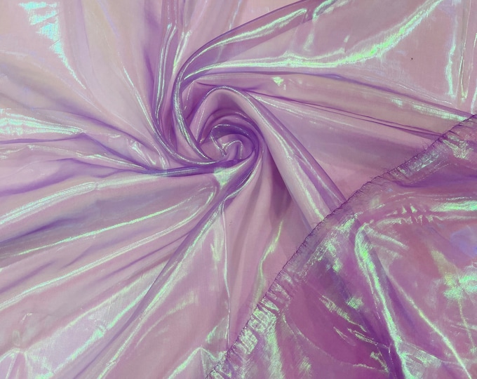 Purple Iridescent Pearl Sheer Organza Fabric - 58" Wide- Sold by the Yard, Iridescent Organza Fabric Mia's Fabrics Inc