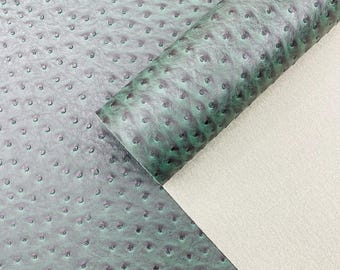 Hunter Green Ostrich Embossed Vinyl Fabric: 54" Wide Faux Leather Upholstery