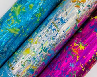 Metallic Foil Splatter Paint Design Print Nylon Spandex Fabric, 4Way Stretch 60” Wide